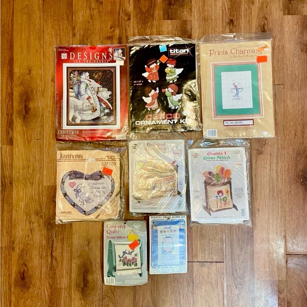 Vintage cross stitch kits lot